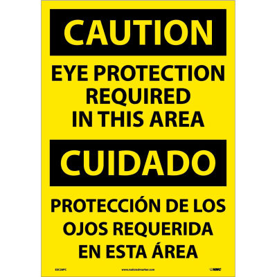 Bilingual Vinyl Sign - Caution Eye Protection Required In This Area