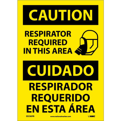 Bilingual Vinyl Sign - Caution Respirator Required In This Area