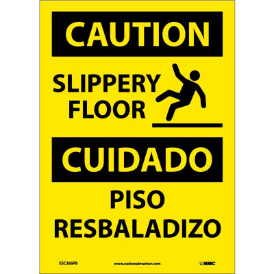 Bilingual Vinyl Sign - Caution Slippery Floor