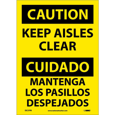 Bilingual Vinyl Sign - Caution Keep Aisles Clear
