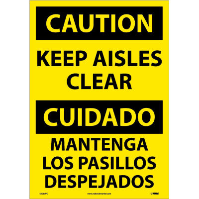 Bilingual Vinyl Sign - Caution Keep Aisles Clear