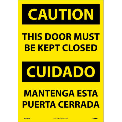 Bilingual Vinyl Sign - Caution This Door Must Be Kept Closed