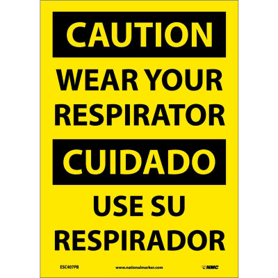 Bilingual Vinyl Sign - Caution Wear Your Respirator