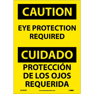 Bilingual Vinyl Sign - Caution Eye Protection Required