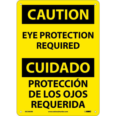 Bilingual Plastic Sign - Caution Eye Protection Required