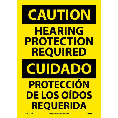 Bilingual Vinyl Sign - Caution Hearing Protection Required
