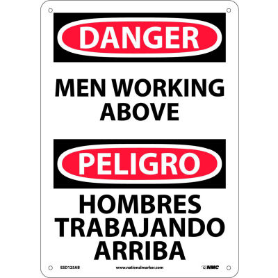 Bilingual Aluminum Sign - Danger Men Working Above