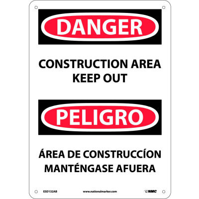 Bilingual Aluminum Sign - Danger Construction Area Keep Out