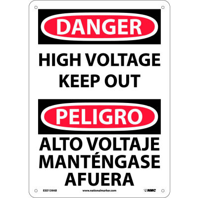 Bilingual Aluminum Sign - Danger High Voltage Keep Out