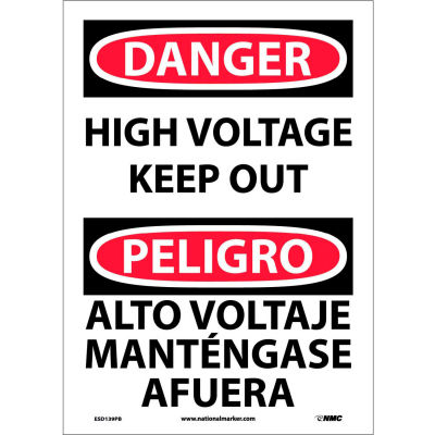 Bilingual Vinyl Sign - Danger High Voltage Keep Out