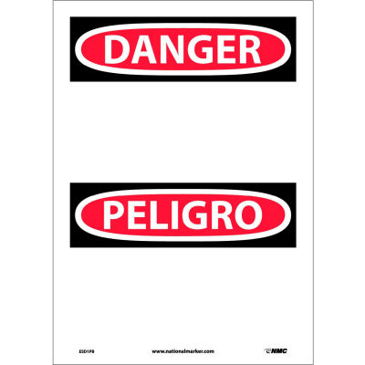 NMC™ bilingue vinyle signe, Danger blanc, 10 « L x 14 » H