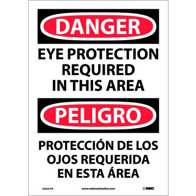 Bilingual Vinyl Sign - Danger Eye Protection Required In This Area
