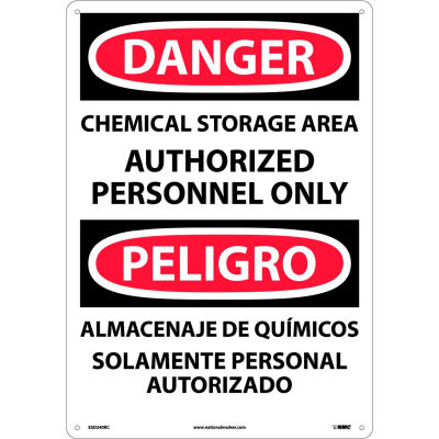 Bilingual Plastic Sign - Danger Chemical Storage Area Authorized Personnel Only