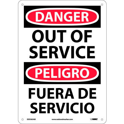Bilingual Aluminum Sign - Danger Out Of Service