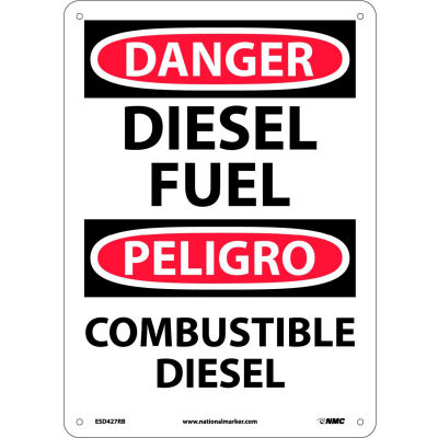 Bilingual Plastic Sign - Danger Diesel Fuel