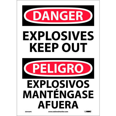 Bilingual Vinyl Sign - Danger Explosives Keep Out