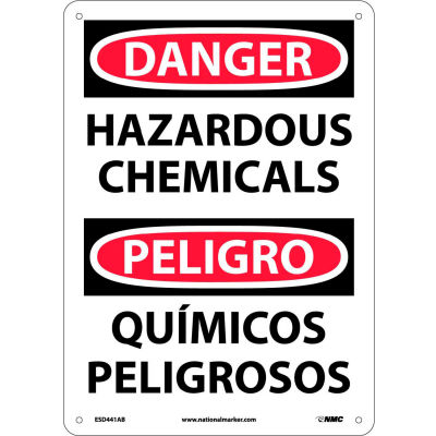 Bilingual Aluminum Sign - Danger Hazardous Chemicals