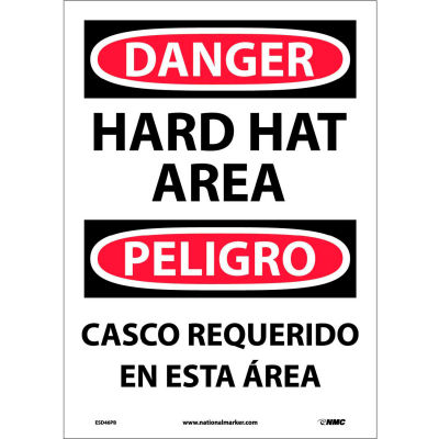 Bilingual Vinyl Sign - Danger Hard Hat Area