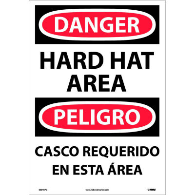 Bilingual Vinyl Sign - Danger Hard Hat Area