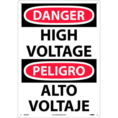Bilingual Plastic Sign - Danger High Voltage