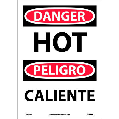 Bilingual Vinyl Sign - Danger Hot