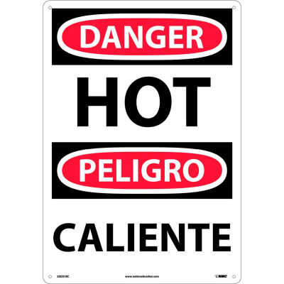 Bilingual Plastic Sign - Danger Hot