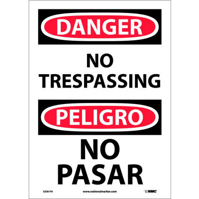 Bilingual Vinyl Sign - Danger No Trespassing