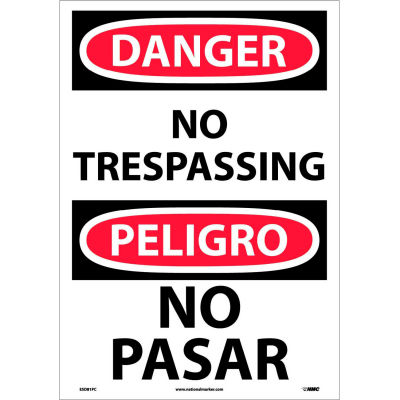 Bilingual Vinyl Sign - Danger No Trespassing
