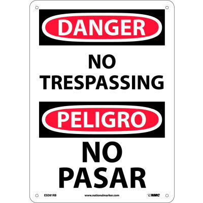 Bilingual Plastic Sign - Danger No Trespassing