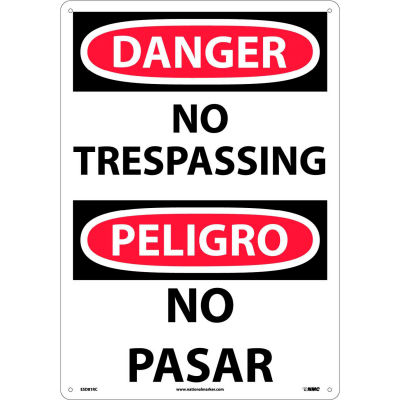 Bilingual Plastic Sign - Danger No Trespassing