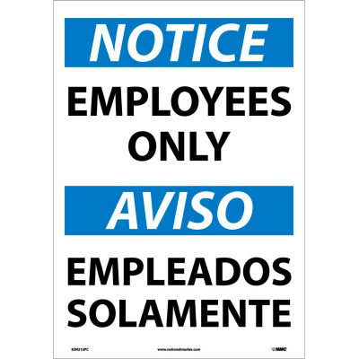 Bilingual Vinyl Sign - Notice Employees Only