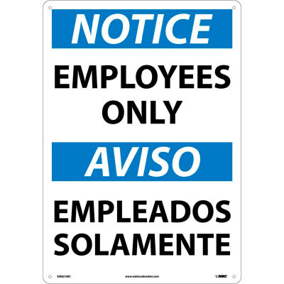 Bilingual Plastic Sign - Notice Employees Only