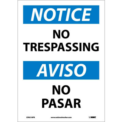 Bilingual Vinyl Sign - Notice No Trespassing