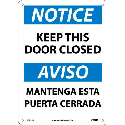 Bilingual Plastic Sign - Notice Keep This Door Closed