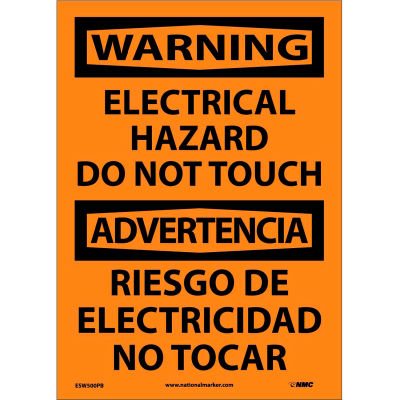 Signe de vinyle bilingue - Avertissement de danger électrique ne touchez pas