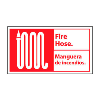 Bilingual Fire Sign - Fire Hose Manguera De Incendios - Vinyl
