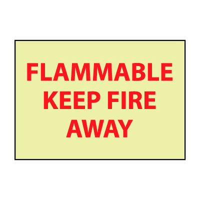 Glow Sign Rigid Plastic - Flammable Keep Away