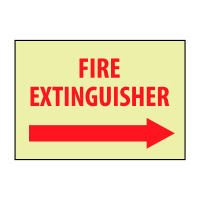 Glow Sign Rigid Plastic - Fire Extinguisher Right Arrow
