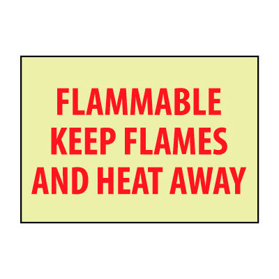 Glow Sign Rigid Plastic - Flammable Keep Flames Away