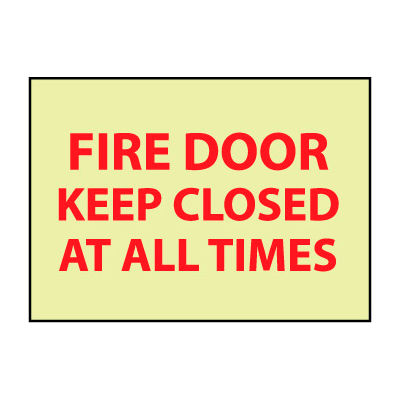 Glow Sign Rigid Plastic - Fire Door Keep Closed