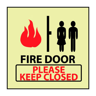 Glow Sign Rigid Plastic - Fire Door Please Keep Closed
