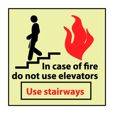 Glow Sign Rigid Plastic - Do Not Use Elevators