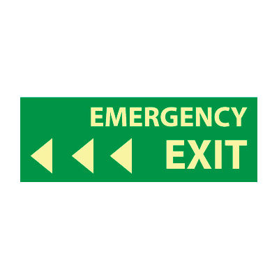 Glow Sign Rigid Plastic - Emergency Exit(Left Arrow)