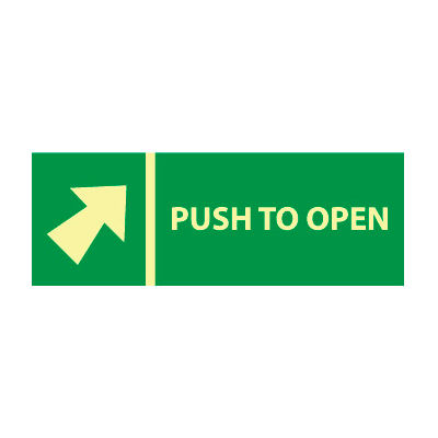 Glow Sign Vinyl - Push Bar To Open(w/ Arrow)