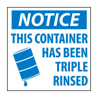 Hazardous Waste Paper Labels - Notice This Container Has Been Triple Rinsed