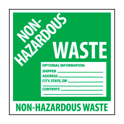 Étiquettes de vinyle de déchets dangereux - Déchets non dangereux