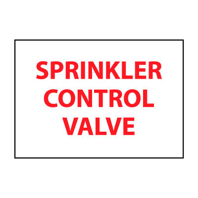 Fire Safety Sign - Sprinkler Control Valve - Plastic