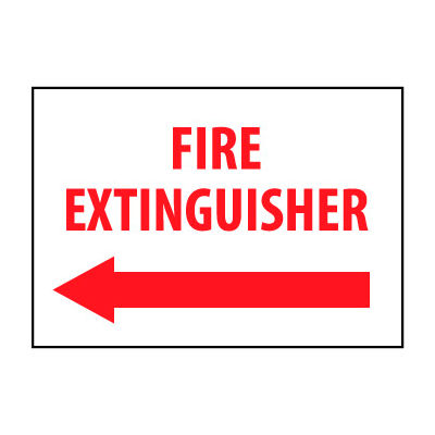 Fire Safety Sign - Fire Extinguisher with Left Arrow - Vinyl