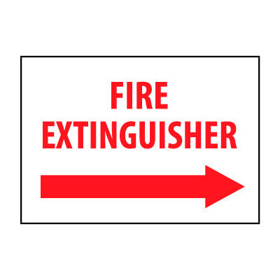 Fire Safety Sign - Fire Extinguisher with Right Arrow - Plastic