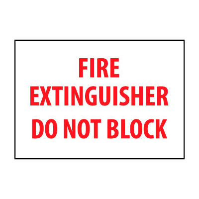 Fire Safety Sign - Fire Extinguisher Do Not Block - Plastic